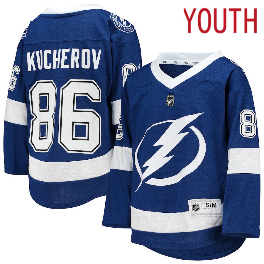 Youth Tampa Bay Lightning #86 Nikita Kucherov Blue Home Replica Player NHL Jersey->youth nhl jersey->Youth Jersey